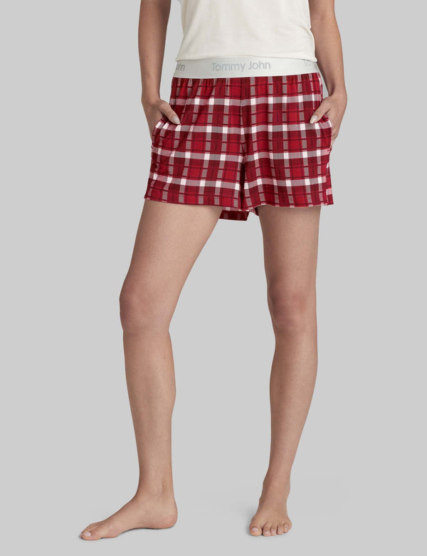 TOMMY JOHN~SMALL~1000860~Women's Holiday Red Plaid Second Skin Modal Brief
