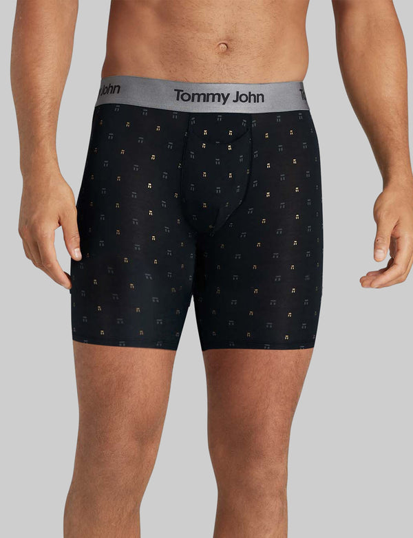 Tommy John Men's Second Skin Mid-Length Boxer Brief 6 in Black Size Small  in 2023