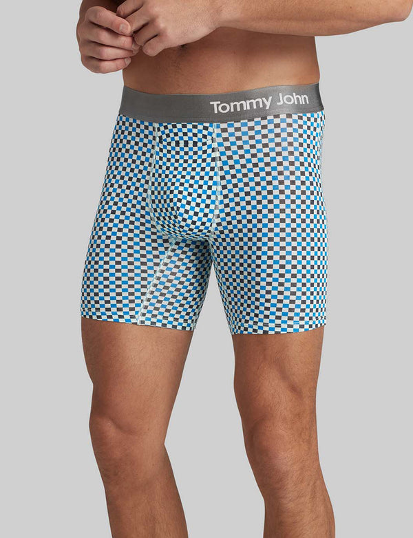 NWT $32 TOMMY JOHN [ Large ] Cool Cotton 6-Inch Boxer Briefs in Navy Blue  #5987