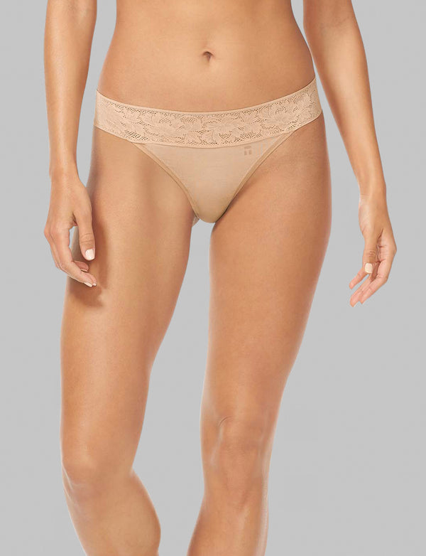 Women's Second Skin Thong, Lace Waist (Soft Underwear)