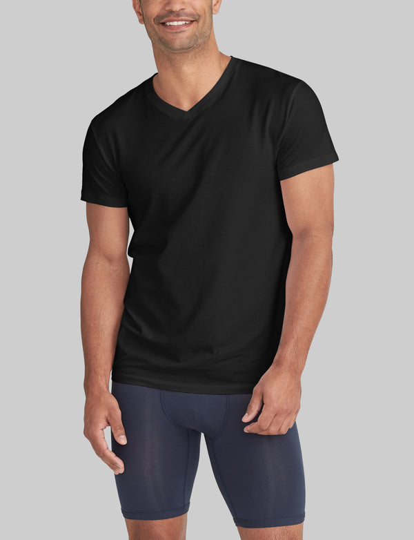 Veeki Thin Men's Short-sleeved T-shirt V-neck Solid Color Tight Bottoming  Shirt Slim-fitting Seamless Underwear Modal Tailored T-shirtwhitel