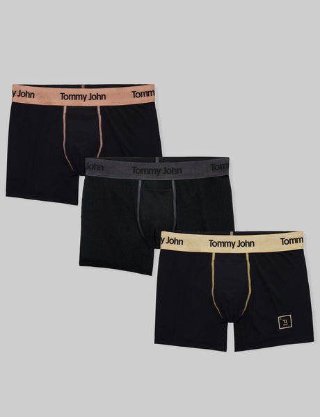 Tommy John Men's Underwear, Boxer Briefs, Second Skin Fabric Trunk with 4  Inseam, 3 Pack (Large, Black - 3 Pack) 